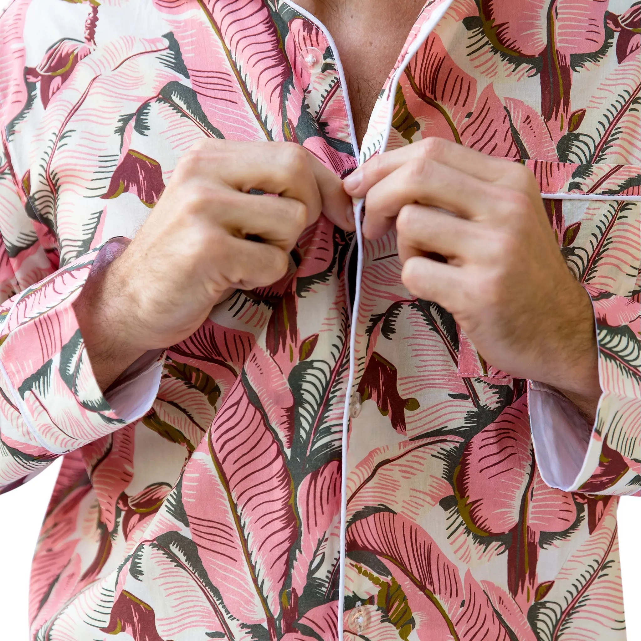 Men's Pink Martinique®, Banana Leaf Shirt   Pj Pant Set