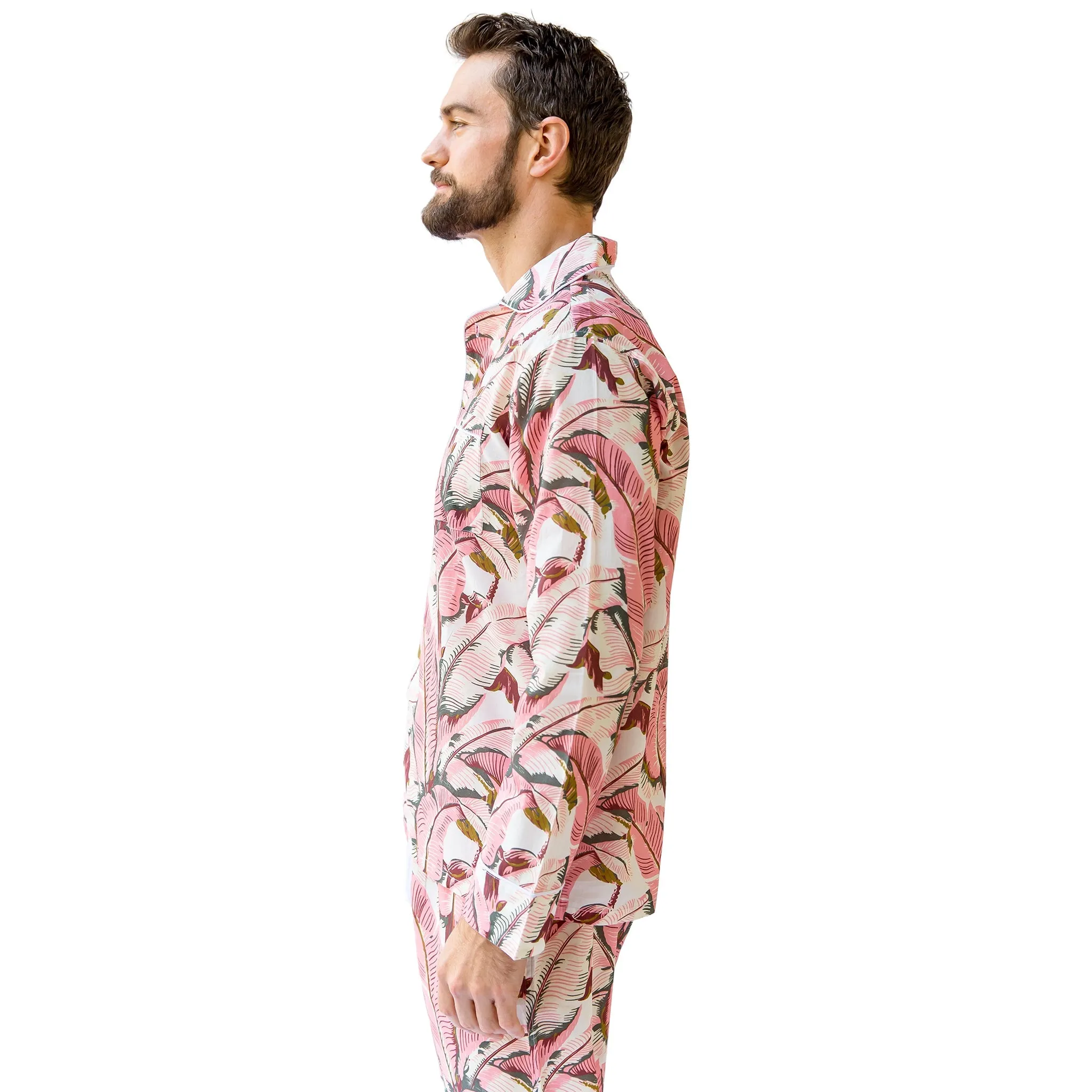 Men's Pink Martinique®, Banana Leaf Shirt   Pj Pant Set