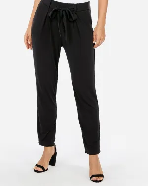 Mid Rise Jersey Paperbag Pant in Pitch Black