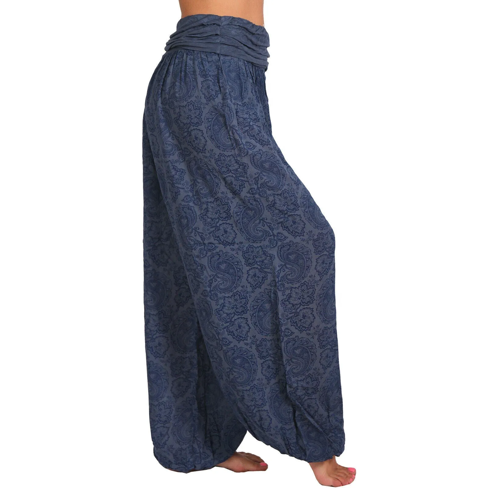 National Style Printed Long Wide Leg Pants Casual Pants Harlan Pants