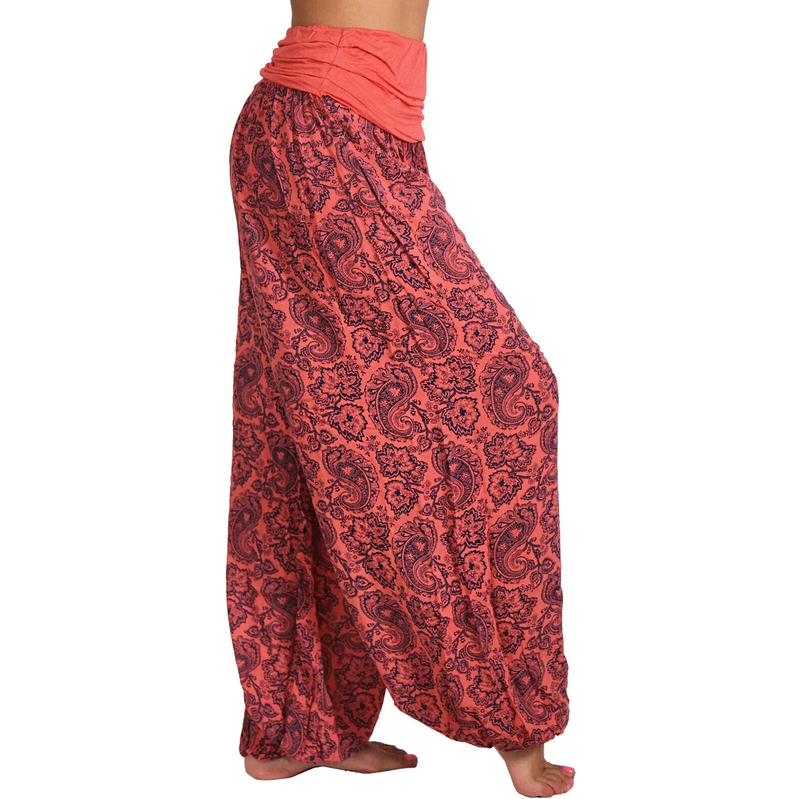 National Style Printed Long Wide Leg Pants Casual Pants Harlan Pants