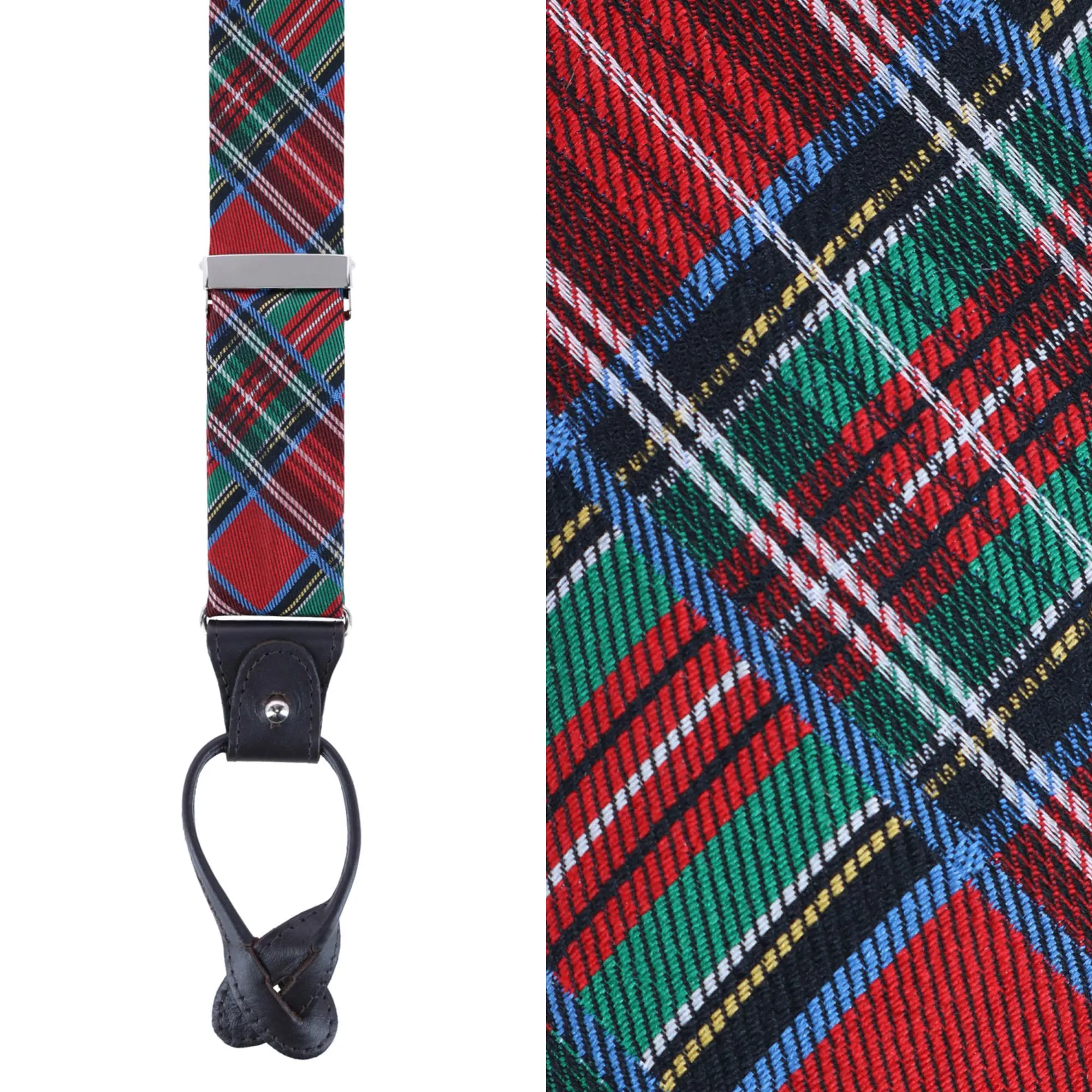 Nicholas Tartan Plaid Button End Silk Braces