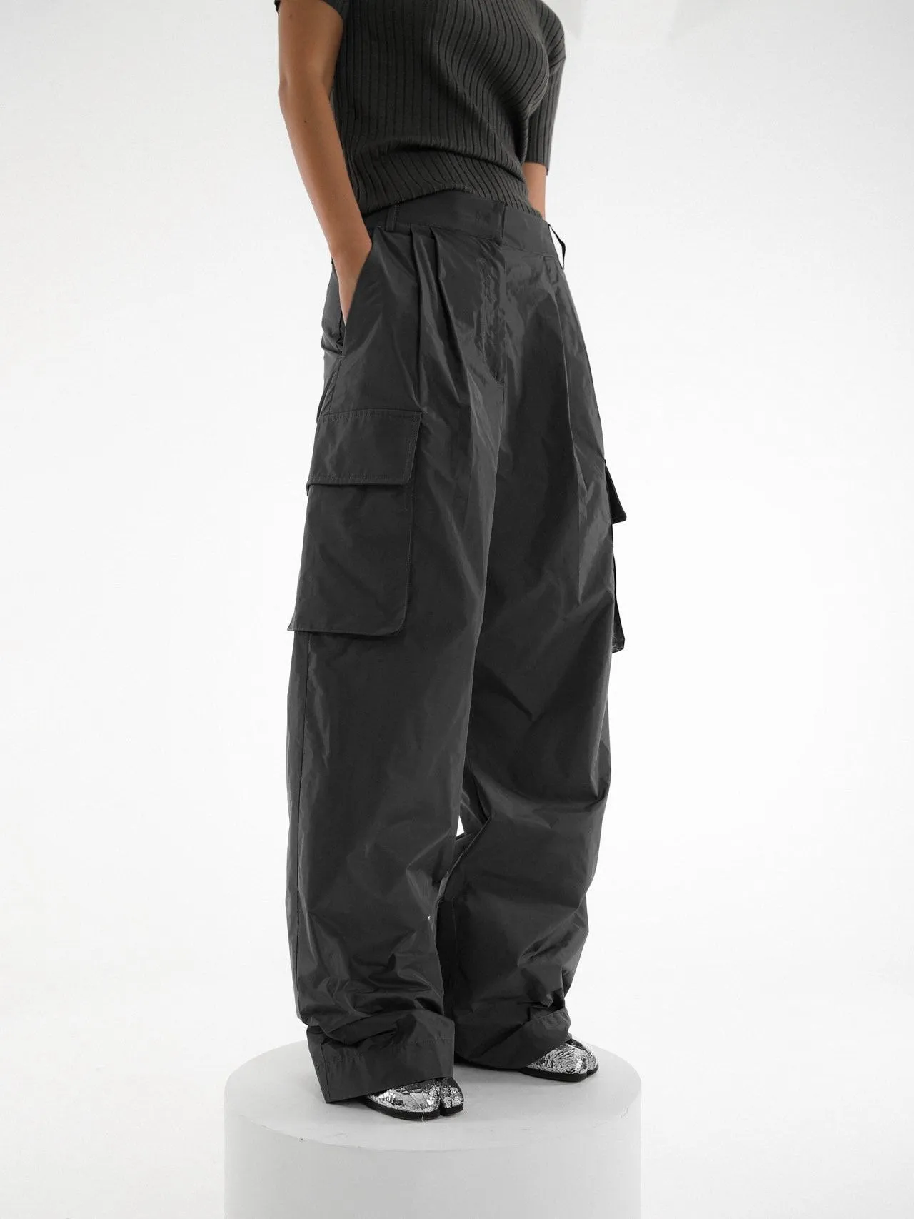 NYLON CARGO WIDE SLACKS