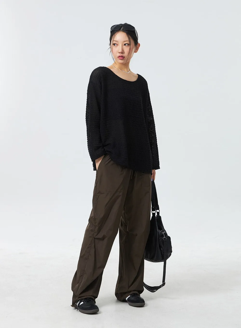 Nylon Wide Track Pants CM330