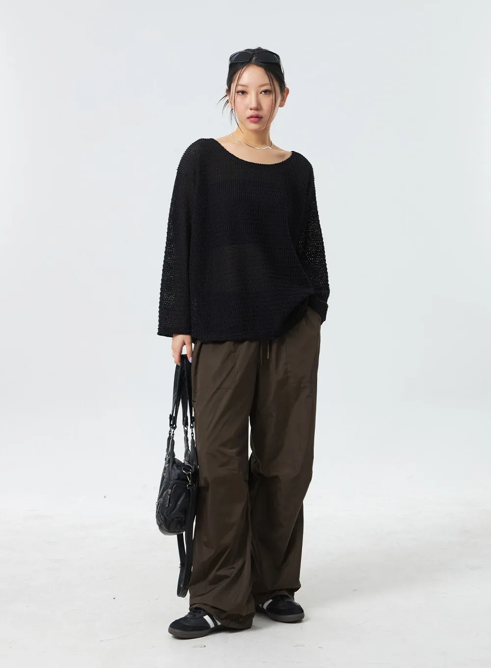 Nylon Wide Track Pants CM330