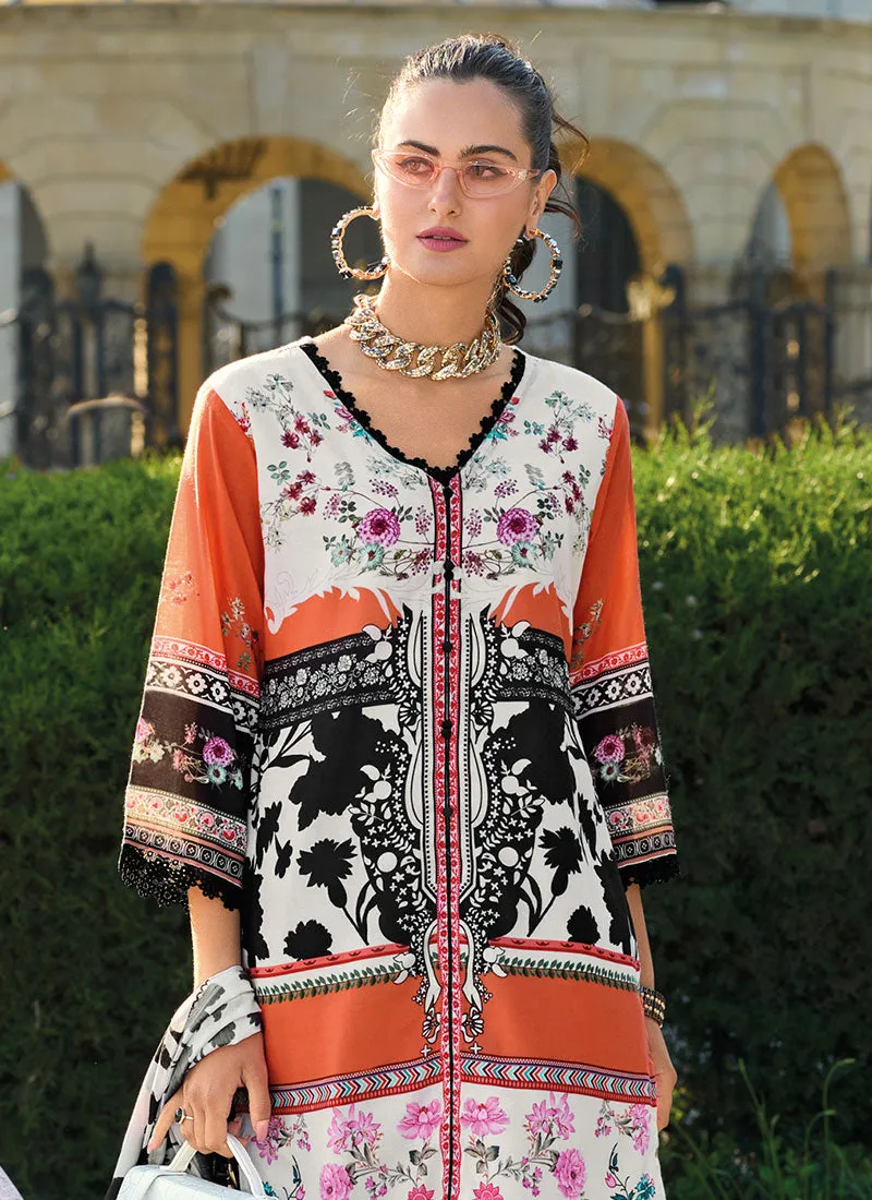 Orange And Black Printed Palazzo Style Pant Suit