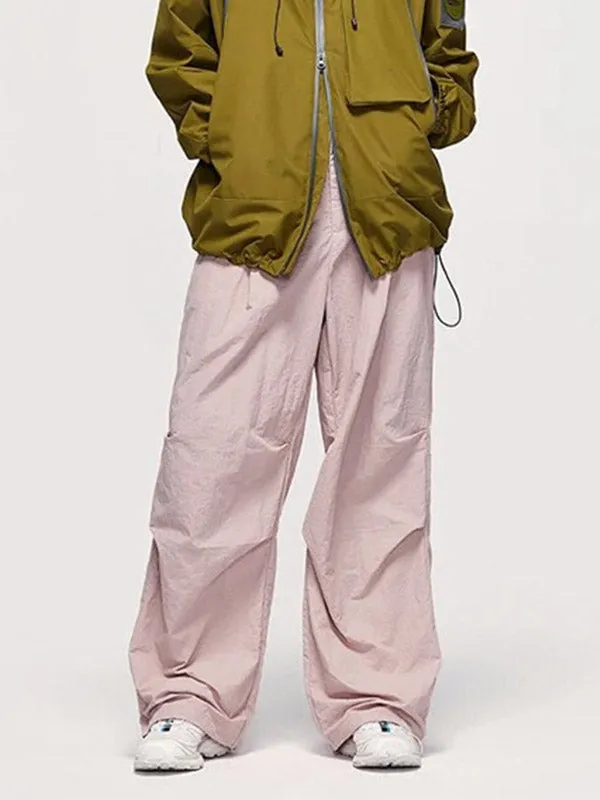 Pink Wide Leg Parachtute Pants with Adjustable Leg Opening