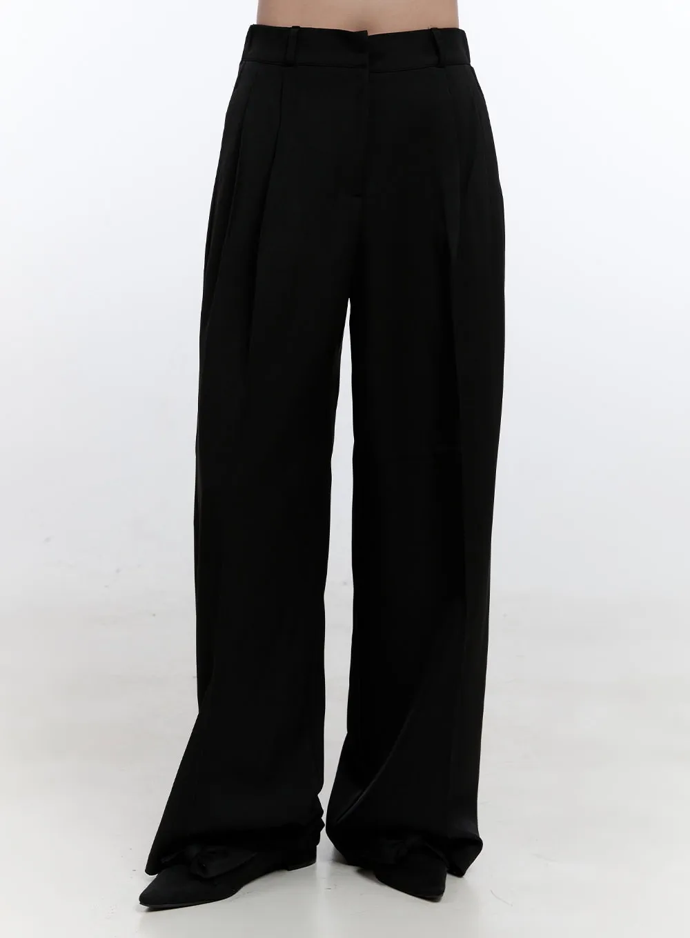 Pintuck Wide-Leg Slacks ON418