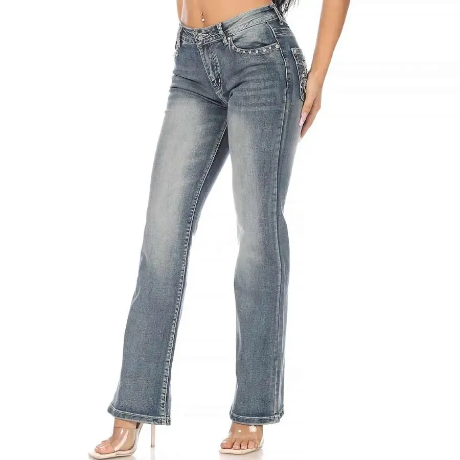 Platinum Plush Women's Motorcycle Pocket Bootcut Jeans