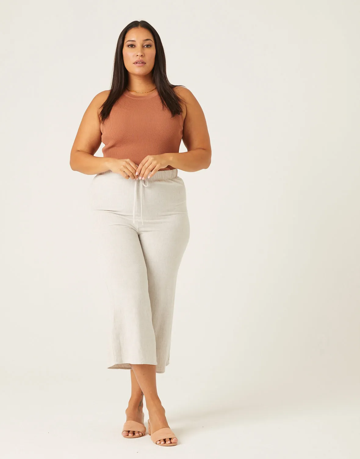 Plus Size Cropped Linen Pants