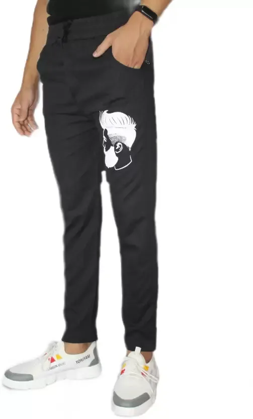 Printed Men Black Track Pants