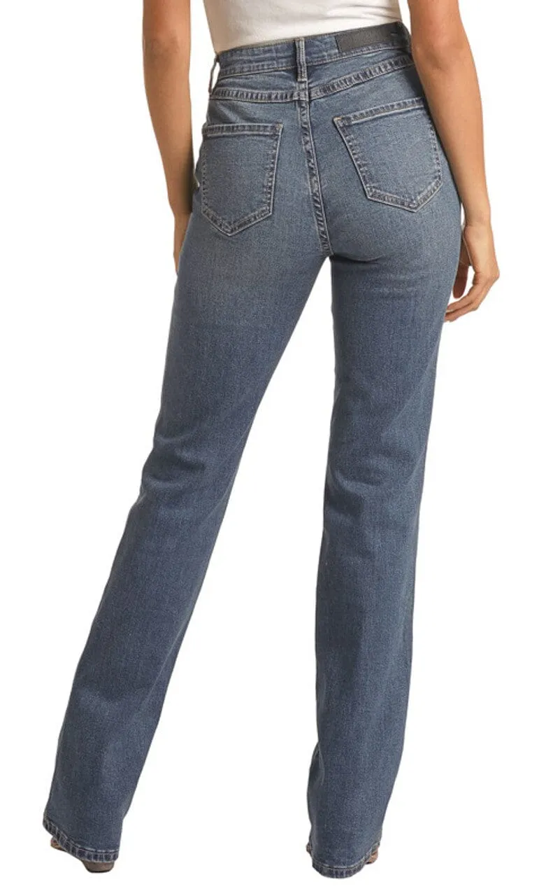 Rock & Roll Cowgirl Women's - High Rise Button Fly Bootcut Jeans