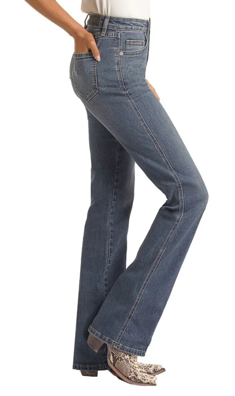 Rock & Roll Cowgirl Women's - High Rise Button Fly Bootcut Jeans