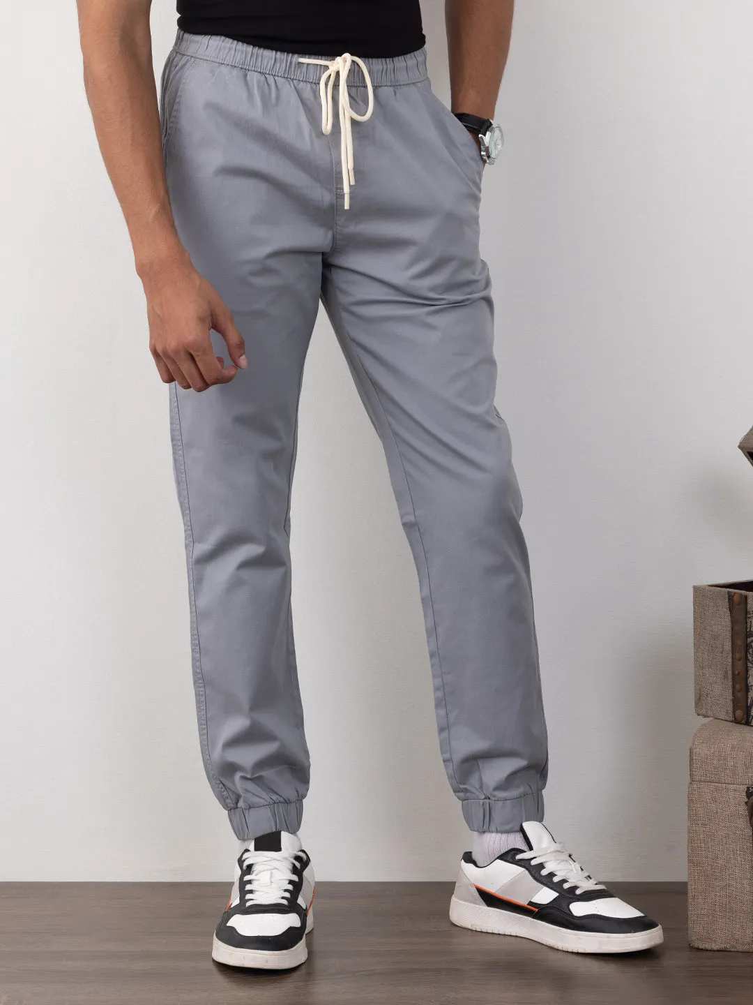 Steel Grey Plain Jogger Pants