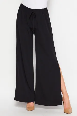 Steppin Up. Side Slit Ribbed Wide Leg Pants