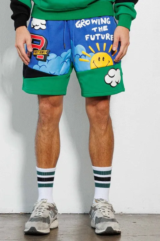 Think Green Cut & Sew Graphic Shorts