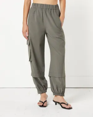 Tropical Wool Long Jogger in Dark Stone