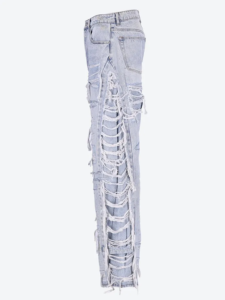 Ultra flare distressed denim jeans