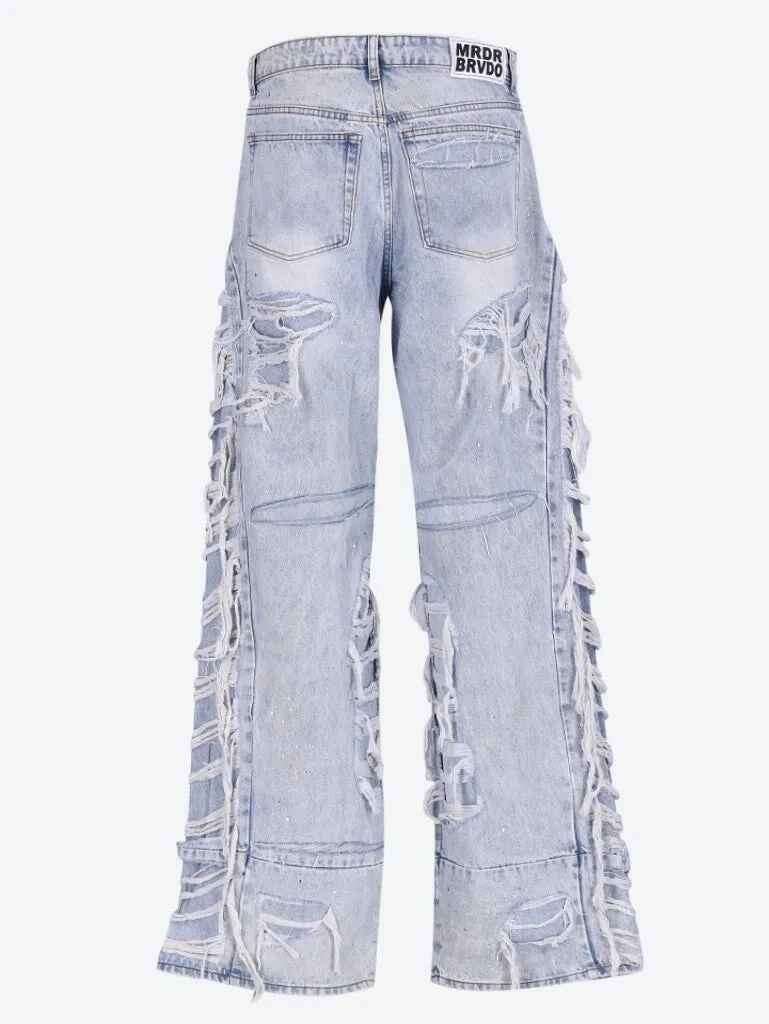 Ultra flare distressed denim jeans