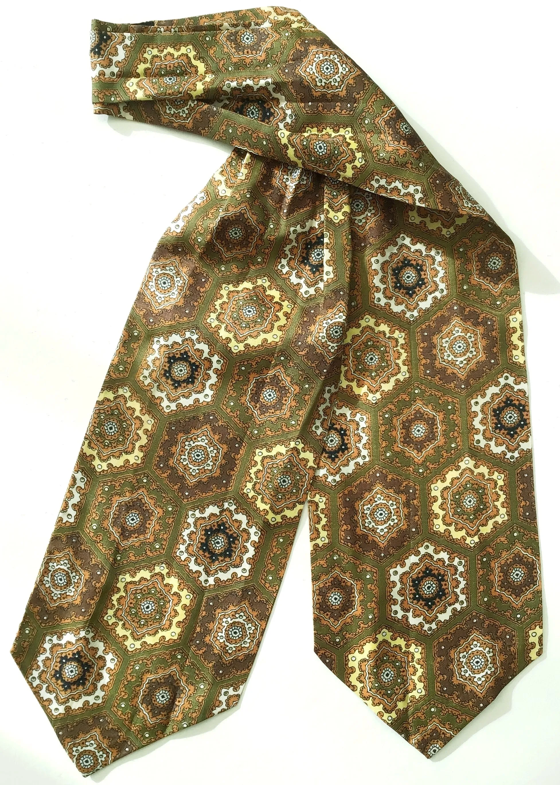 Vintage Olive Green Patterned Sammy Cravat