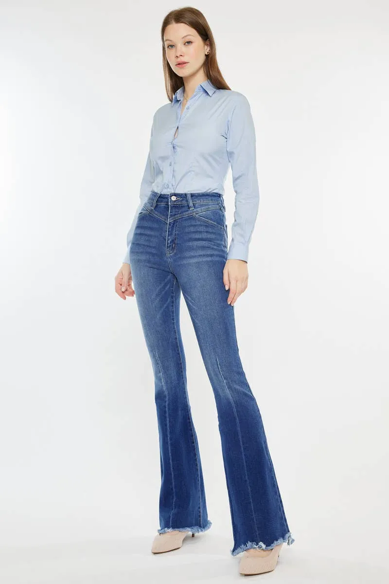 Western KanCan High Rise Frayed Hem Flare Jeans