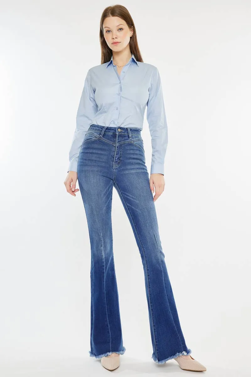 Western KanCan High Rise Frayed Hem Flare Jeans