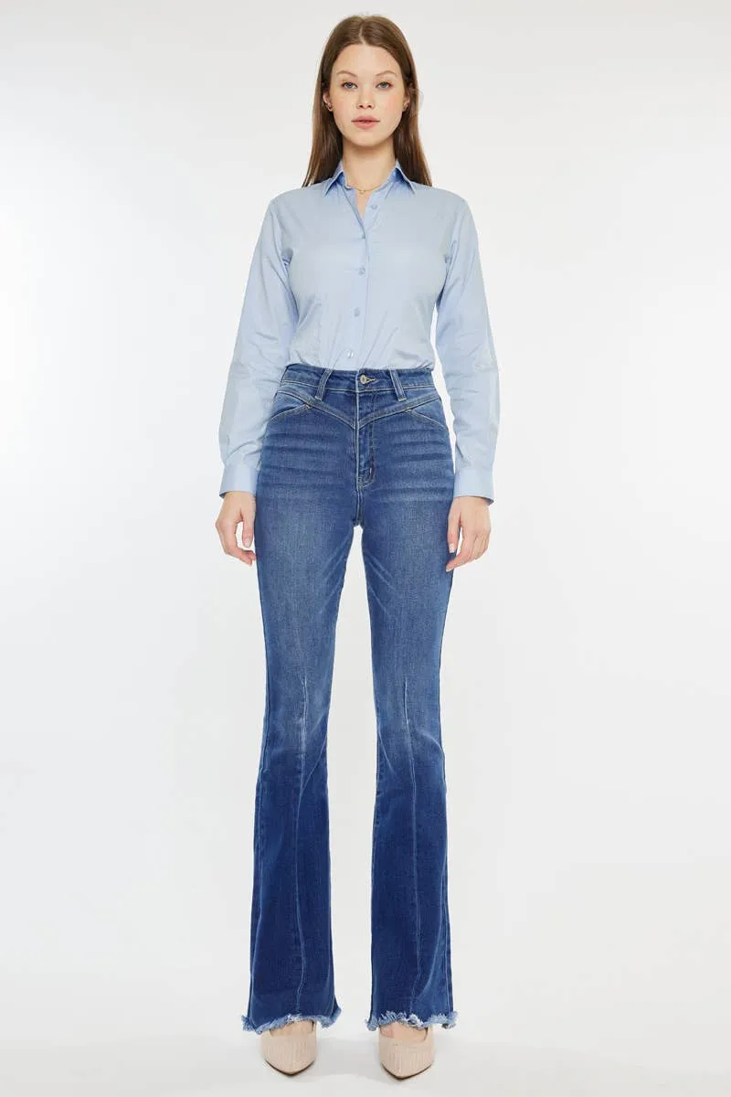 Western KanCan High Rise Frayed Hem Flare Jeans