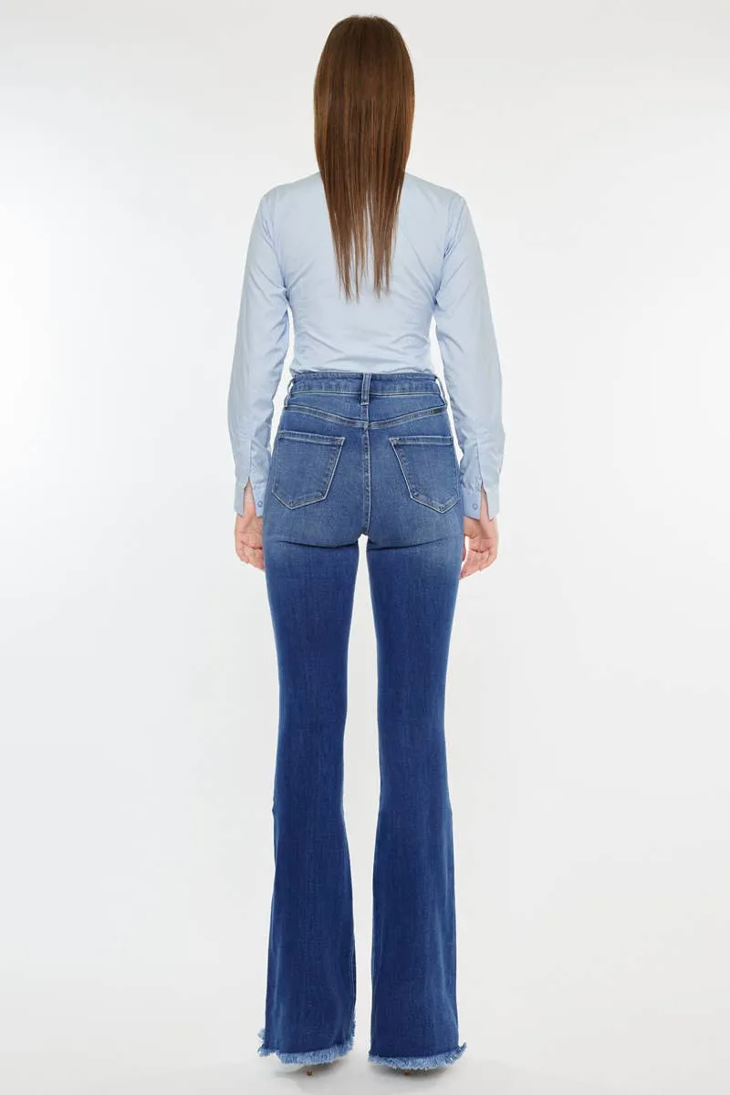 Western KanCan High Rise Frayed Hem Flare Jeans