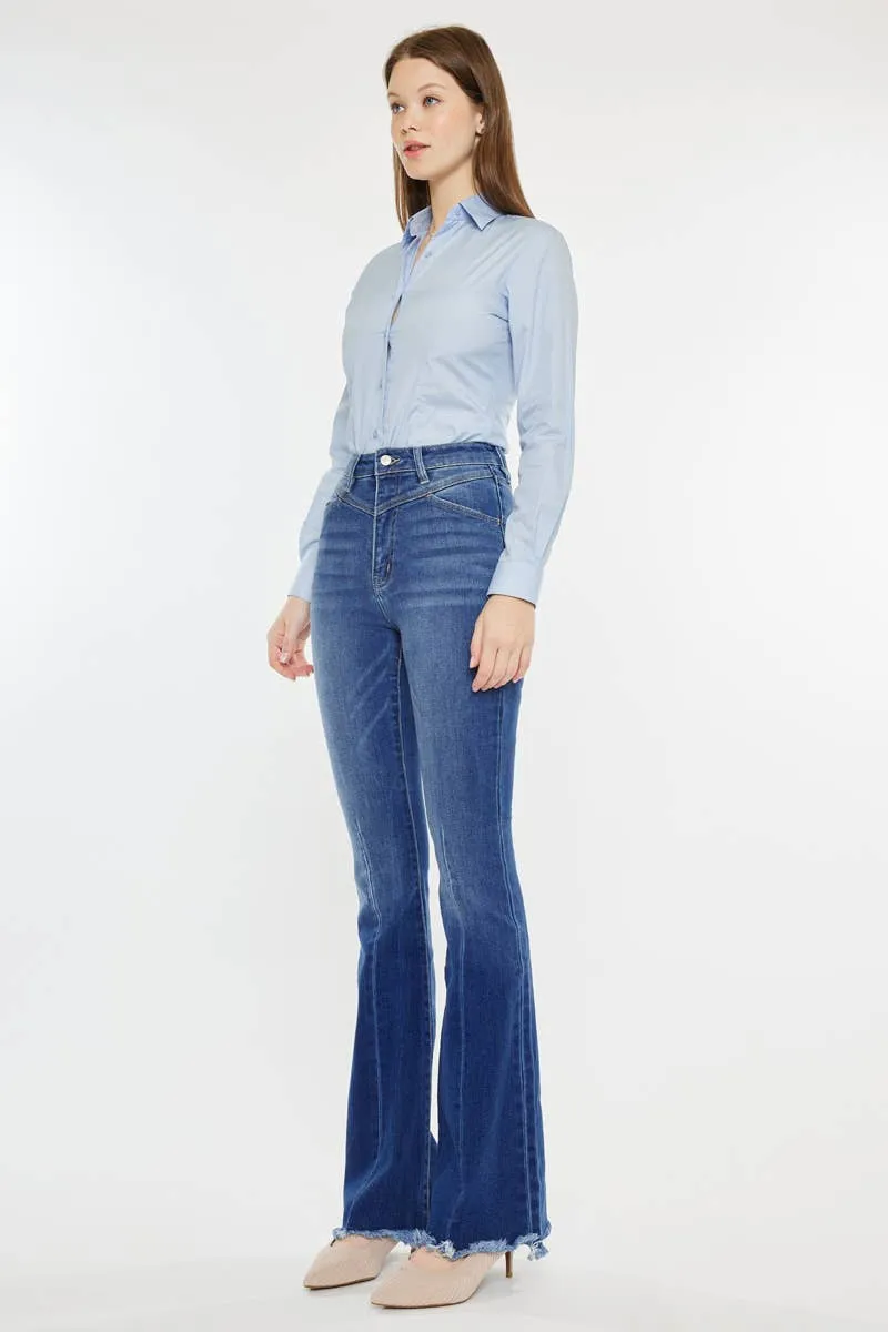 Western KanCan High Rise Frayed Hem Flare Jeans