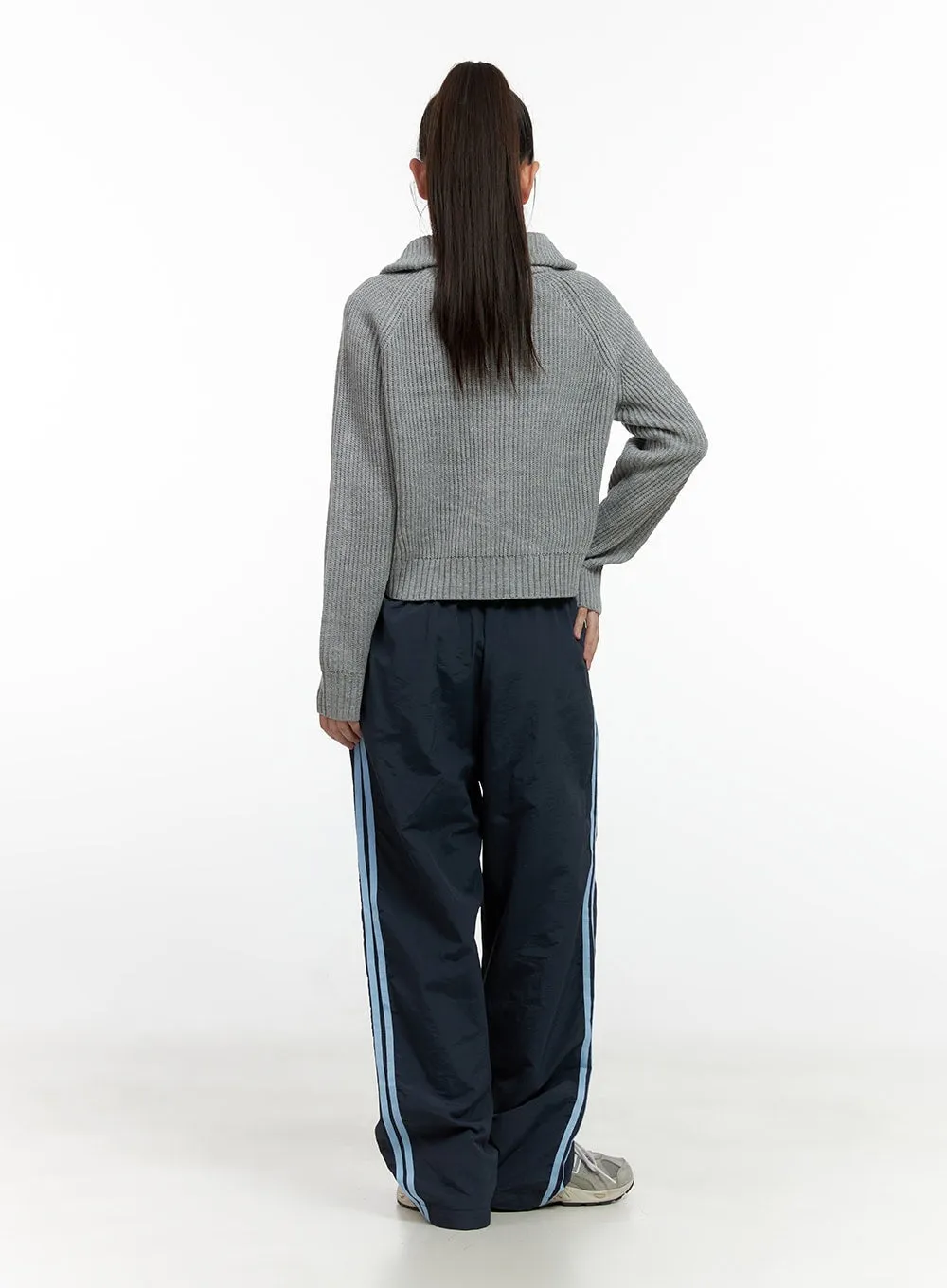 Wide-Leg Contrast Track Pants CN412