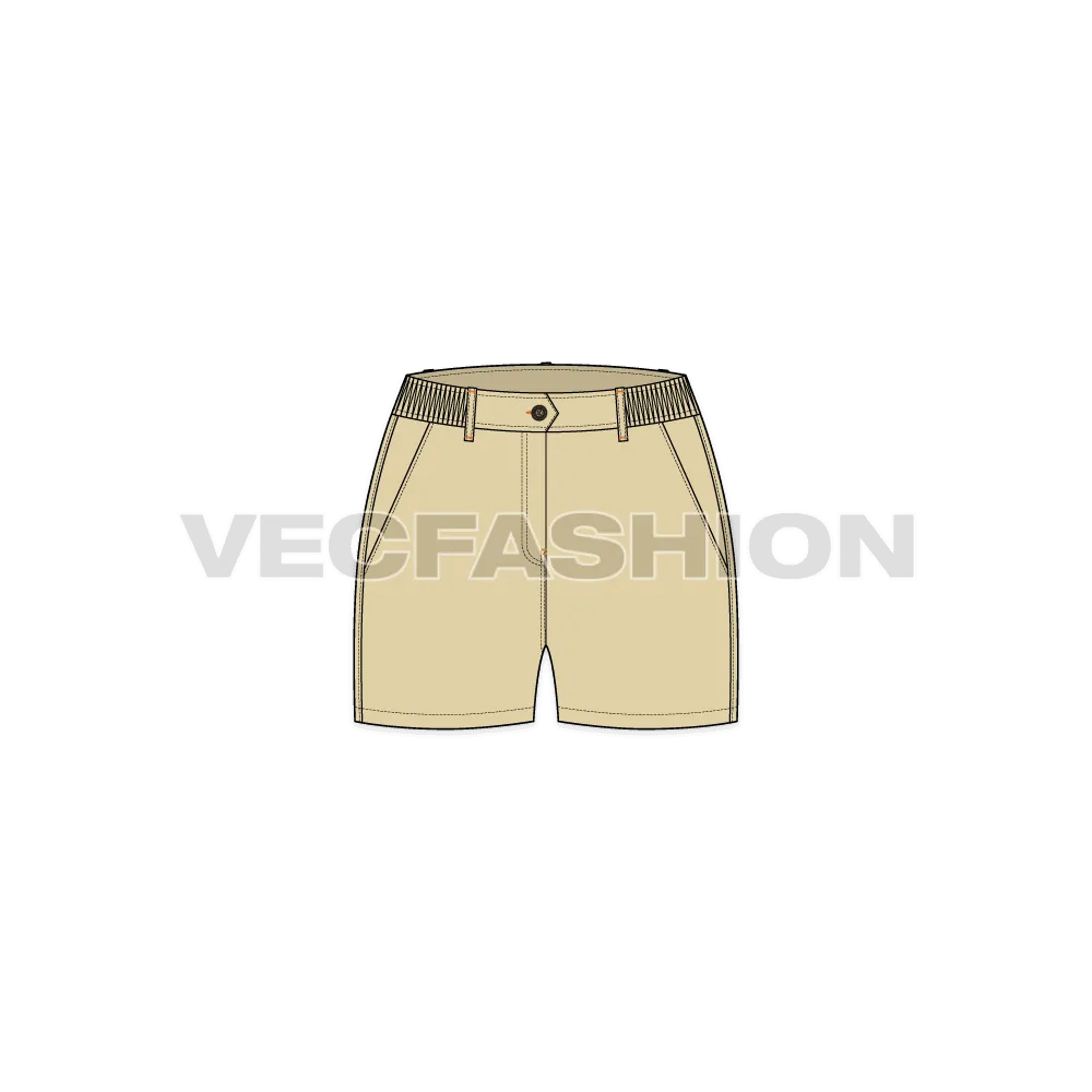 Women's Casual Khaki Cotton Shorts