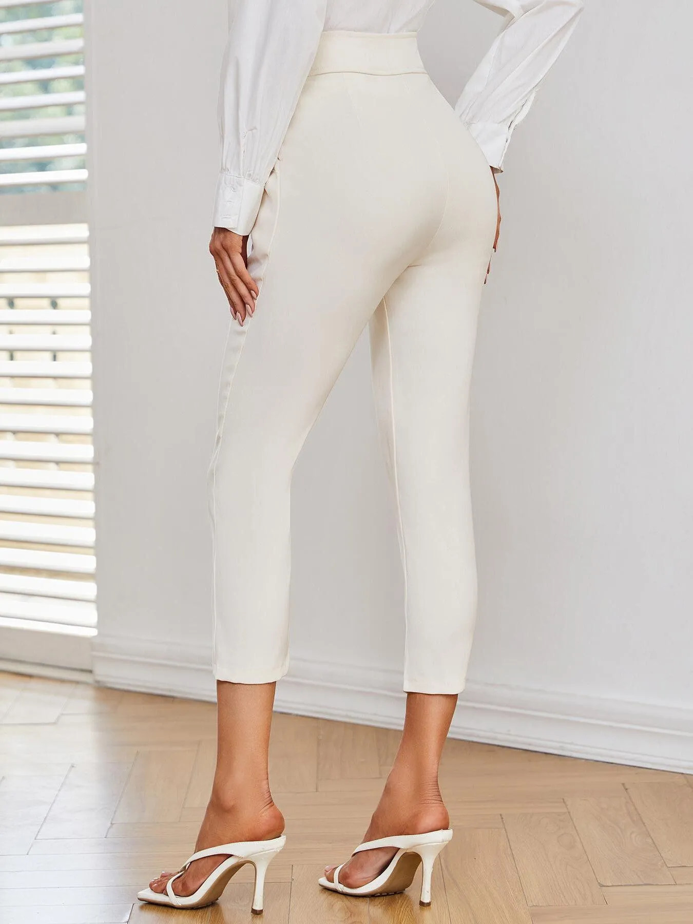 Women's High Waist Non Stretch Skinny Pants