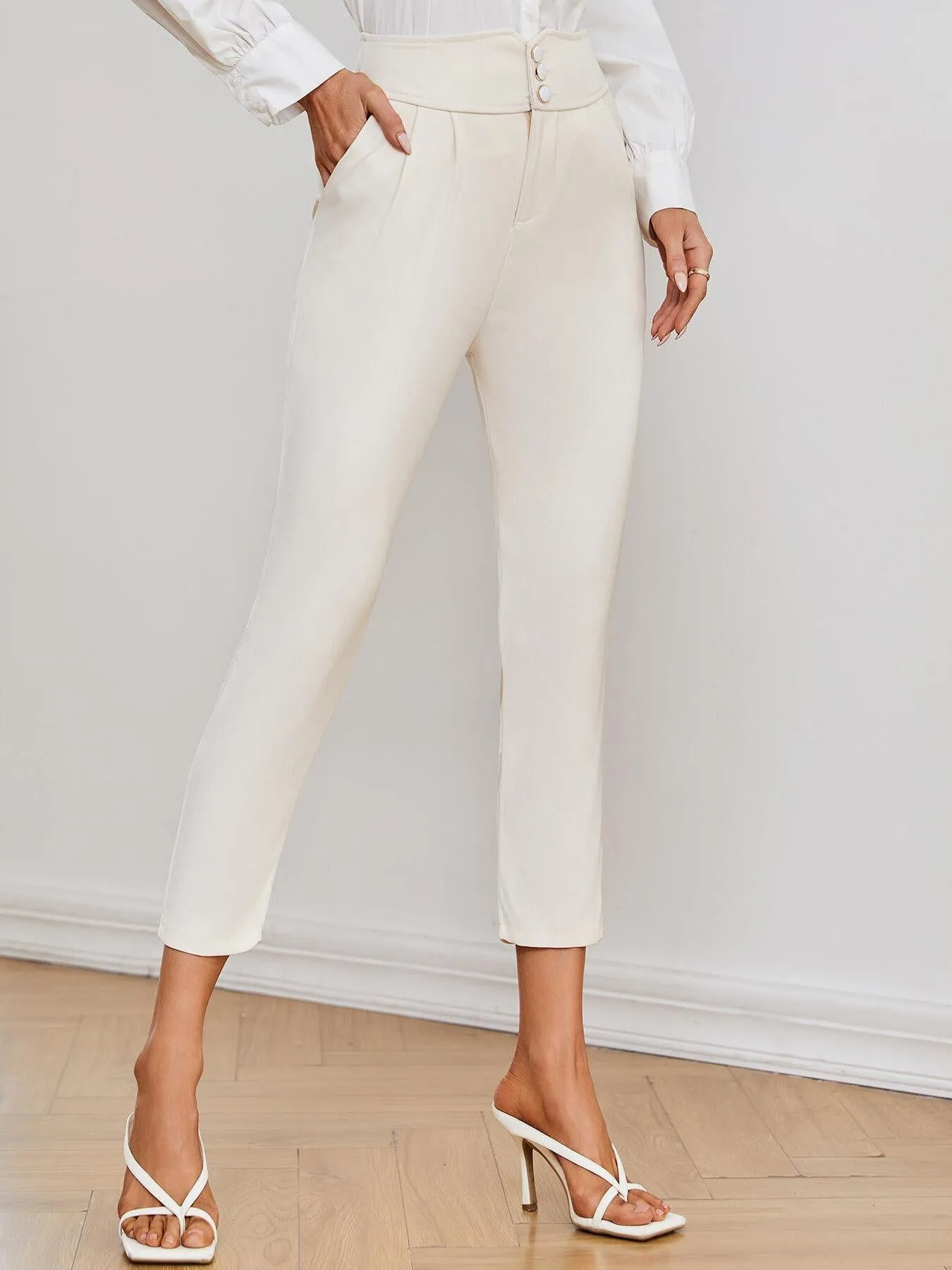 Women's High Waist Non Stretch Skinny Pants